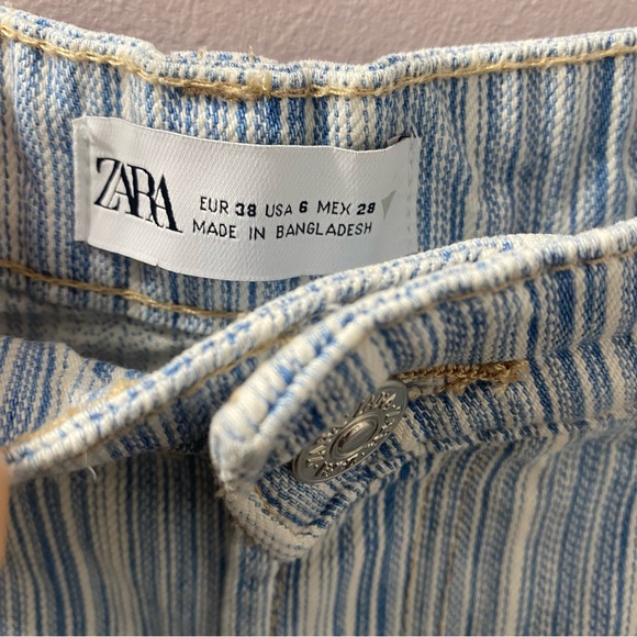 Zara Shorts Women’s Size 6 Blue Stripe High Rise Summer Like New - Picture 4 of 6